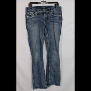 Silver Aiko Bootcut Jeans Womens Size 29 x 33 Thick Thread Stretch Denim